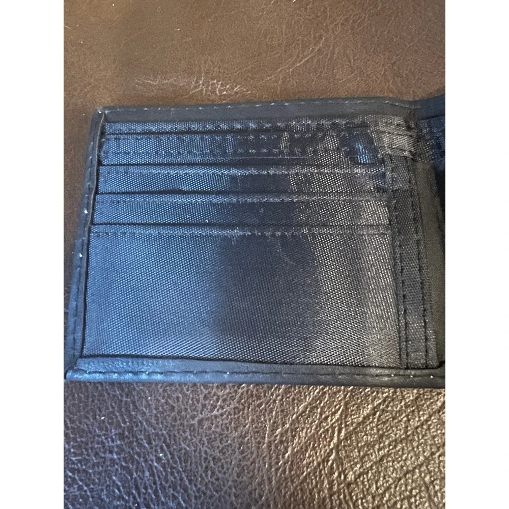 Vintage Leather Horse Horseshoe Embroidered Black‎ Bifold Wallet Western Cowboy